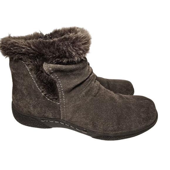 BareTraps Shoes - BARETRAPS LAUREE Womens Faux Fur Leather Brown Gray Size 7.5 Very Warm Great!